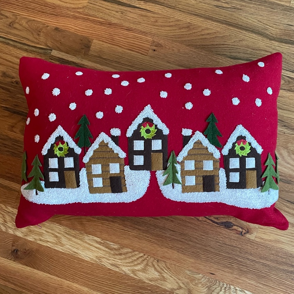 Crate & Barrel Christmas Village Pillow